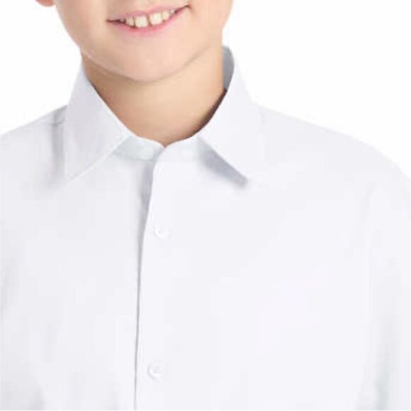 Boys Kenneth Cole Reaction White Long Sleeve Button Front Dress Shirt Size 20 - Picture 7 of 8